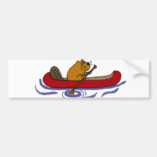 Pegatina Para Coche Rowing divertido del castor en canoa roja
