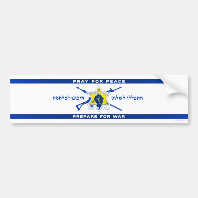 Pegatina Para Coche Rueguen por la paz. Prepárense Para La Guerra. Peg (Frente)