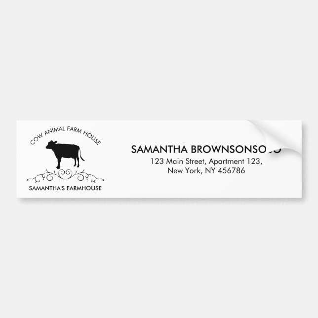 Pegatina Para Coche Rustic Dairy Farm Design | Ornate Cow Logo (Frente)