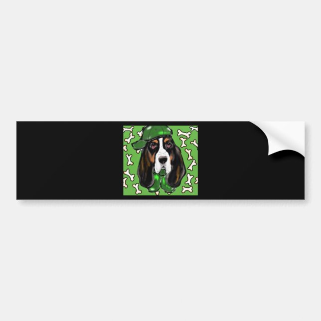 Pegatina Para Coche Sabueso Basset (Frente)