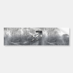 Pegatina Para Coche Sagittarius Zodiac Silver Aspecto de acero perturb