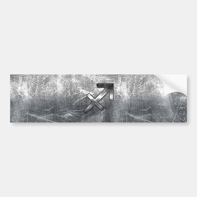 Pegatina Para Coche Sagittarius Zodiac Silver Aspecto de acero perturb (Frente)