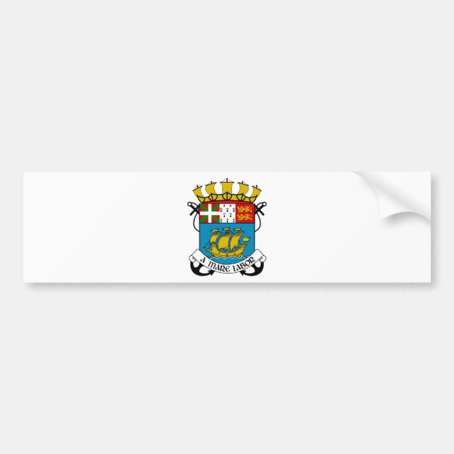 Pegatina Para Coche Saint Pierre y escudo de armas de Miquelon (Frente)