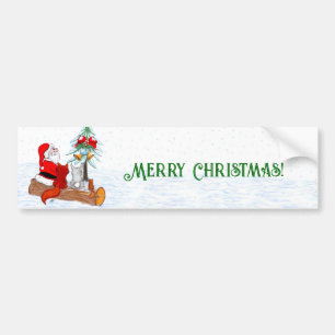 Pegatina Para Coche Santa Claus con Fox de Conejo y Squirrel