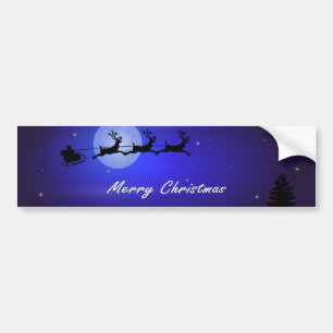 Pegatina Para Coche Santa Sleigh Moon Feliz Navidad