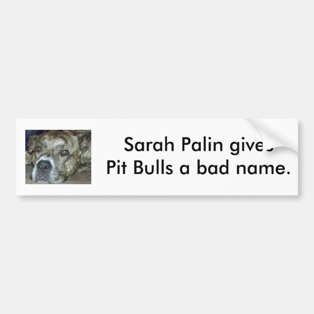 Pegatina Para Coche Sarah Palin da a pitbulls un mún nombre (Frente)