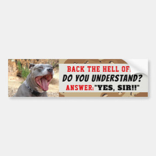 Pegatina Para Coche Sargento Pitbull Sí Sir Bumper Sticker