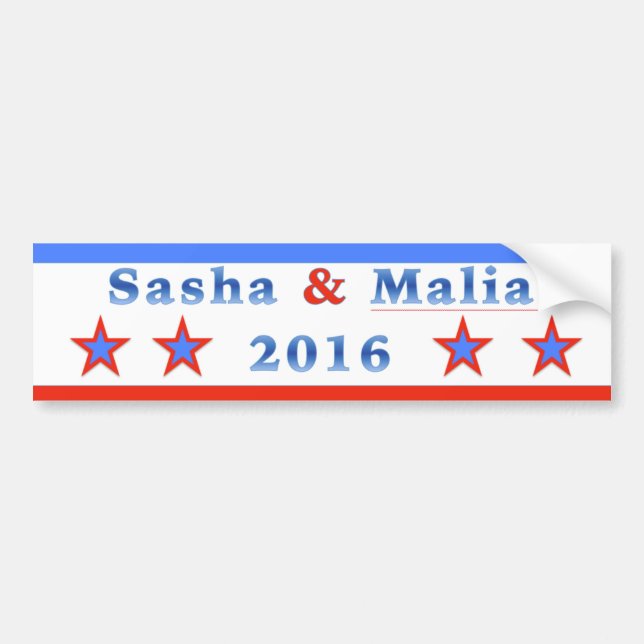 Pegatina Para Coche ¡Sasha y Malia para el presidente 2016! (Frente)