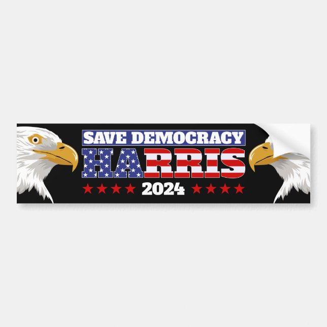 Pegatina Para Coche Save Democracy - Harris 2024 (Frente)