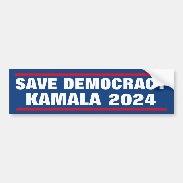 PEGATINA PARA COCHE SAVE DEMOCRACY KAMALA 2024 (Frente)