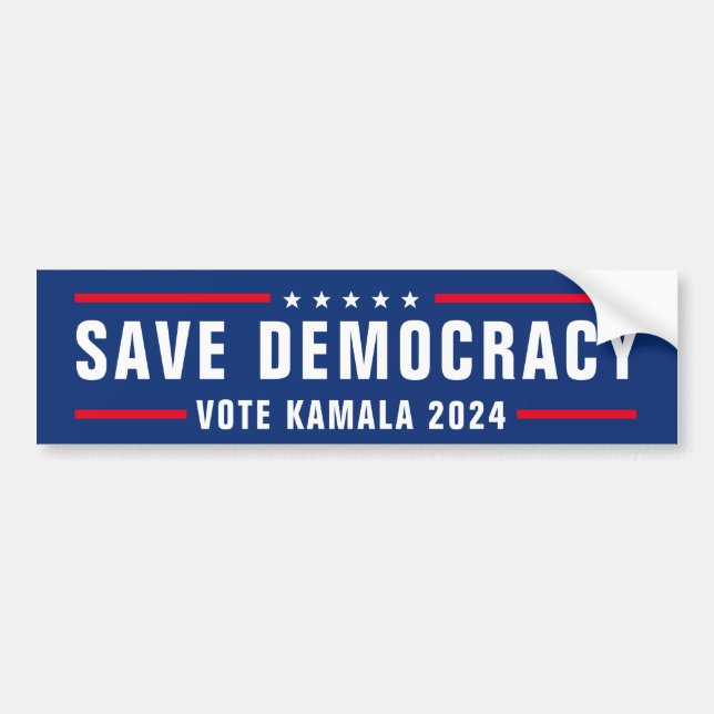 PEGATINA PARA COCHE SAVE DEMOCRACY VOTE KAMALA 2024 (Frente)