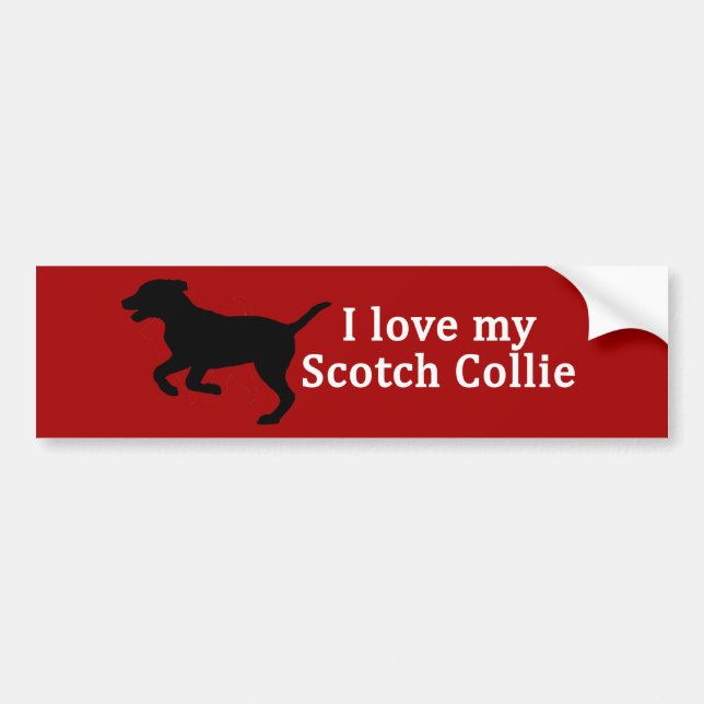 Pegatina Para Coche Scotch Collie Dog Love (Frente)