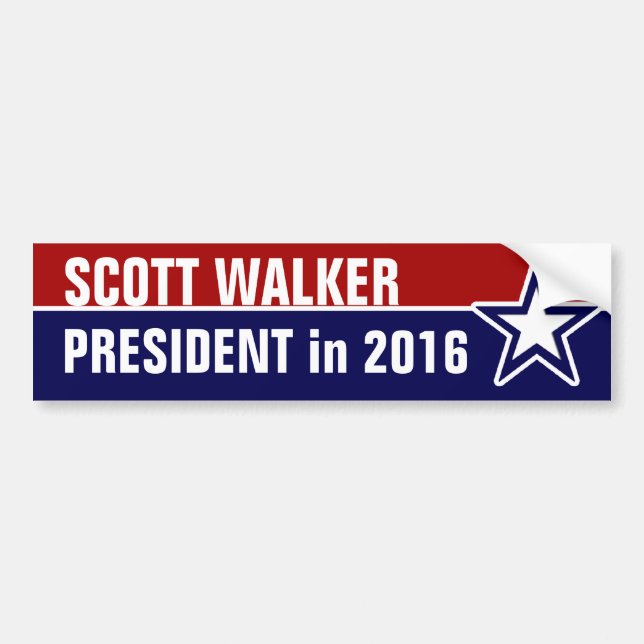 Pegatina Para Coche Scott Walker en 2016 (Frente)
