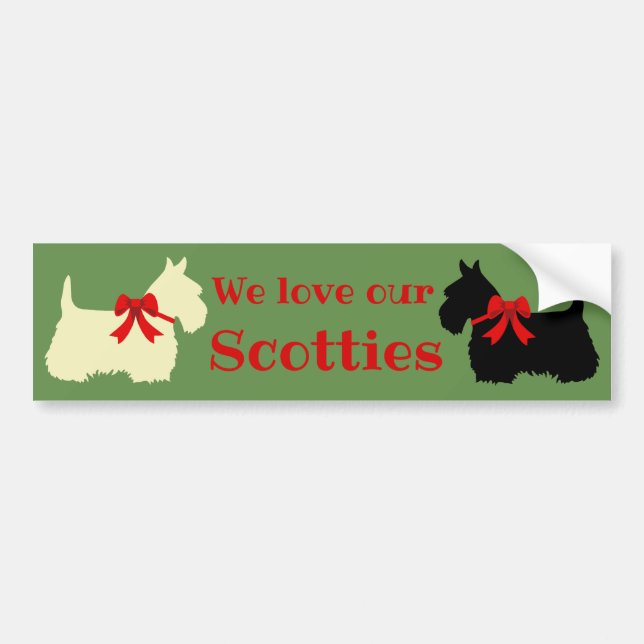 Pegatina Para Coche Scottish Terrier, me encantan mis escoceses/trigo/ (Frente)