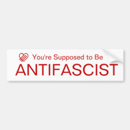Pegatina Para Coche Se supone que eres antifascista (Rojo sobre Blanco