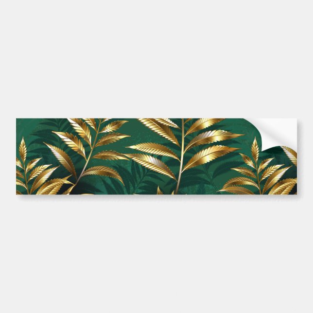 Pegatina Para Coche Seamless pattern with golden ferns (Frente)