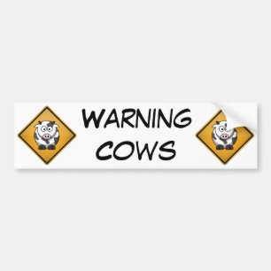 Pegatina Para Coche Señal de peligro de la vaca del dibujo animado
