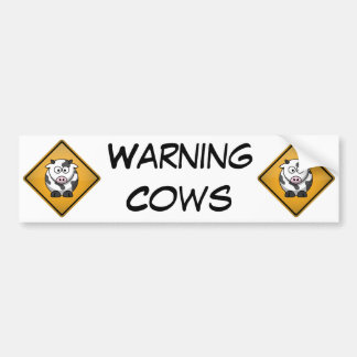 Pegatina Para Coche Señal de peligro de la vaca del dibujo animado
