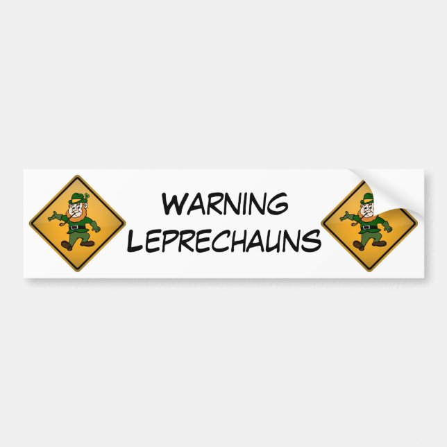Pegatina Para Coche Señal de peligro del Leprechaun del dibujo animado (Frente)