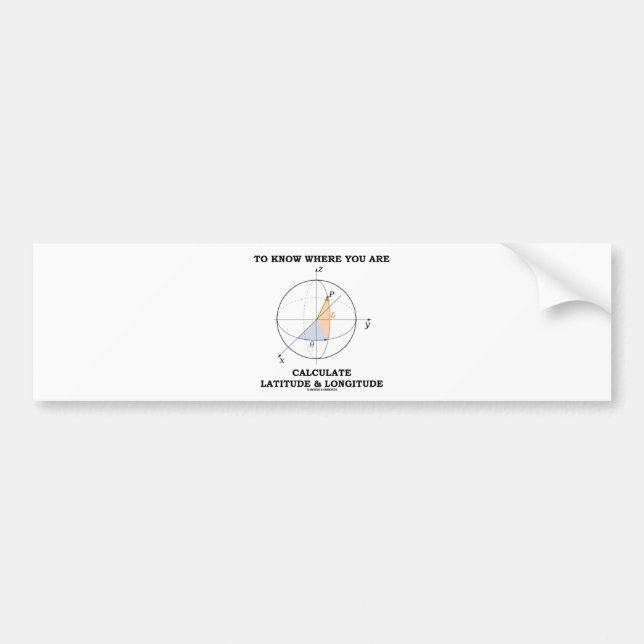 Pegatina Para Coche Sepa donde usted está calcula latitud y longitud (Frente)