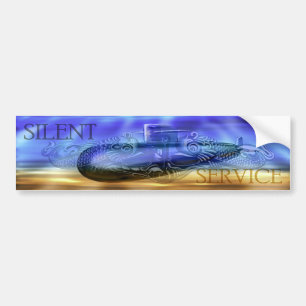Pegatina Para Coche Servicio silencioso w/Sub y delfínes BumperSticker