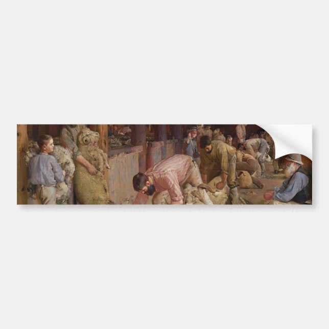 Pegatina Para Coche Shearing the Rams (Arte Australiano) (Tom Roberts) (Frente)