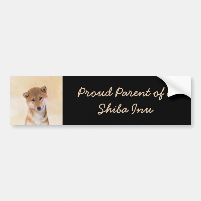 Pegatina Para Coche Shiba Inu (Red) Painting - Original Dog Art (Frente)