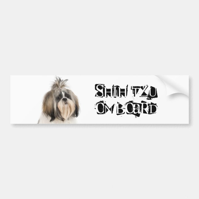 Pegatina Para Coche Shih Tzu a bordo (Frente)