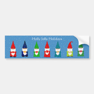 Pegatina Para Coche Siete Gnomos de Navidad en Azul Claro
