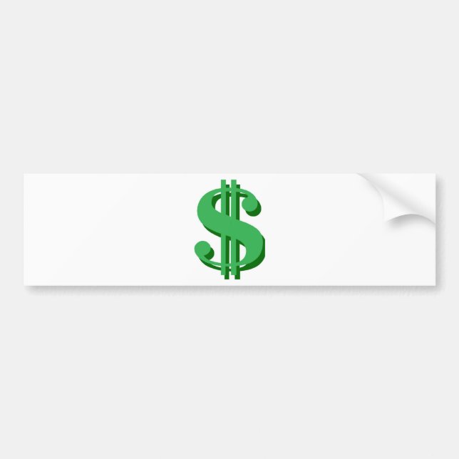 Pegatina Para Coche $ signo de dólar (Frente)