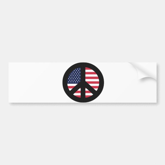 Pegatina Para Coche Signo de la paz con la bandera americana (Frente)