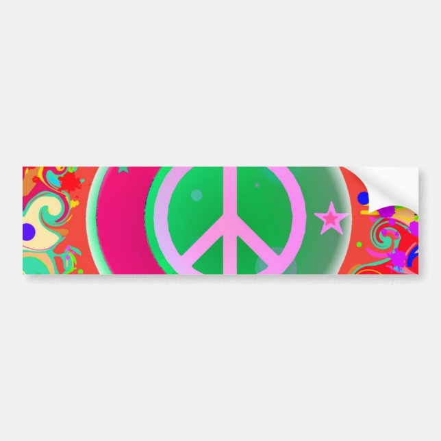 Pegatina Para Coche Signo de paz, luna, estrellas y todo (Frente)