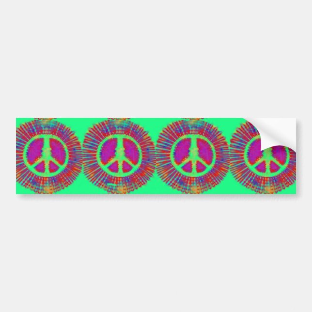 Pegatina Para Coche Signo de paz psicodélico trippy Tie-Dye (Frente)