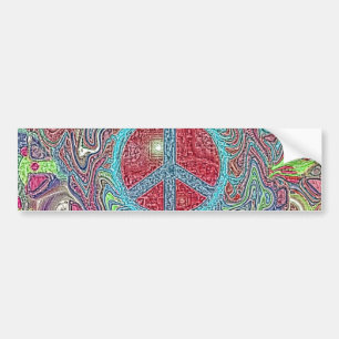 Pegatina Para Coche Signo de paz trippy de Groovy psicodélico
