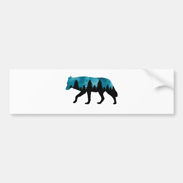 Pegatina Para Coche Silueta de lobo moderna  (Frente)