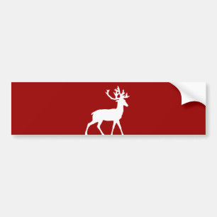 Pegatina Para Coche Silueta de los ciervos - rojo y blanco