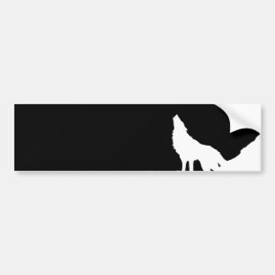 Pegatina Para Coche Silueta Única de Lobo Pop Art Blanco y Negro