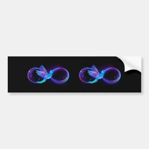 Pegatina Para Coche Símbolo de Infinito de Neón con Colibrí Brillante