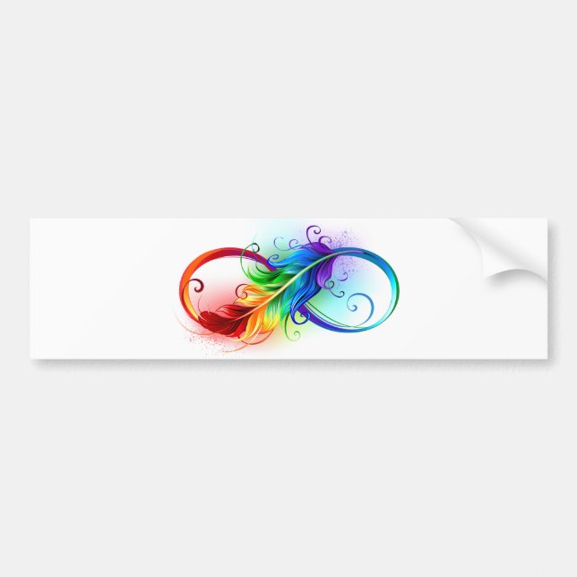 Pegatina Para Coche Símbolo infinito con pluma arco iris (Frente)