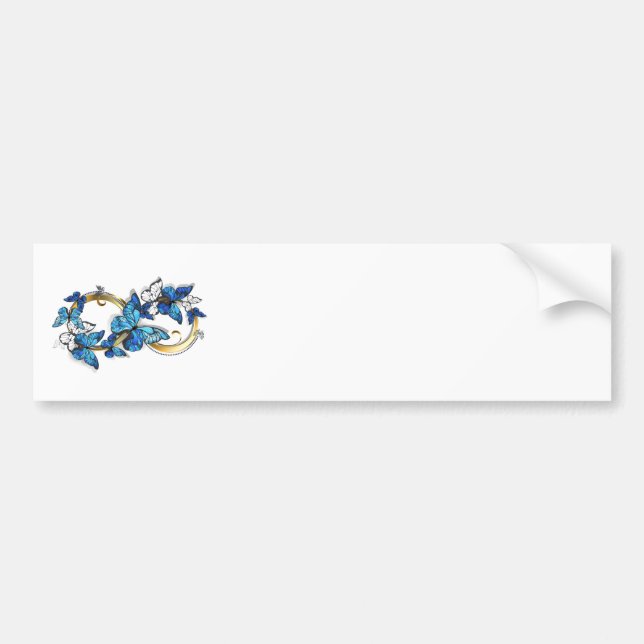 Pegatina Para Coche Símbolo infinito de mariposas Morpho azules (Frente)