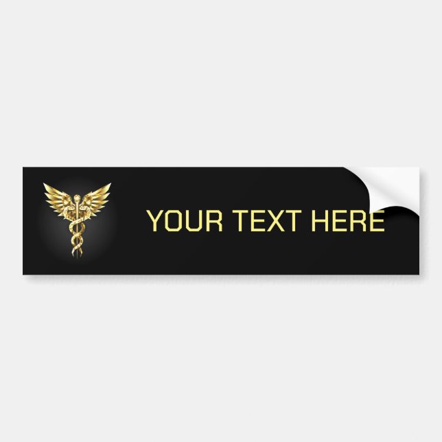 Pegatina Para Coche Símbolo poligonal de oro Caduceus (Frente)