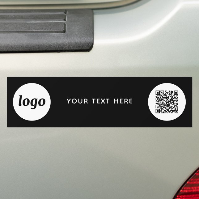 Pegatina Para Coche Simple Logo and Text Business QR Code Promotional (Simple logo with custom text QR code business branding promotional bumper sticker)