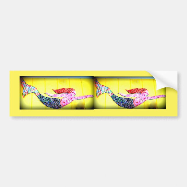 Pegatina Para Coche sirenas de mosaico rosa a bordo (Frente)