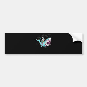 Pegatina Para Coche Skeleton Riding Zombie Shark Gracioso regalo de Ha