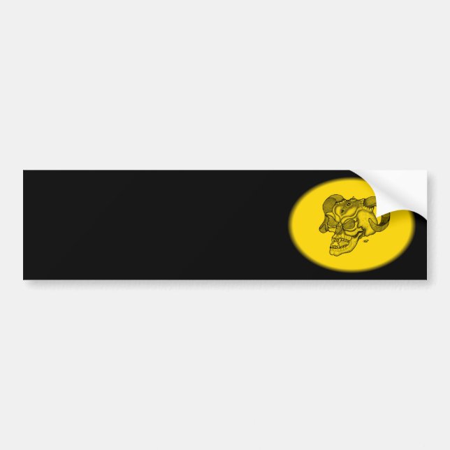 Pegatina Para Coche Skull Devil Head Black and Yellow Design (Frente)