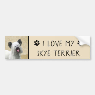 Pegatina Para Coche Skye Terrier Painting - Cute Original Dog Art