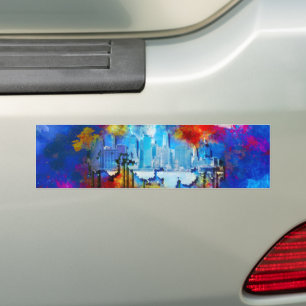Pegatina Para Coche SlipperyJoe NYC grafiti luna rodeada de remolinos 