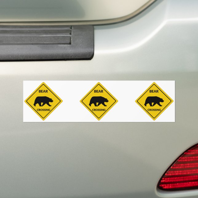 Pegatina Para Coche SlipperyJoe's bear crossing sign silhouette yellow (en coche)