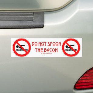 Pegatina Para Coche SlipperyJoe's Do Not Spoon Bacon red Advertencia m