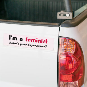 Pegatina Para Coche Slogan de superpotencia feminista rosa